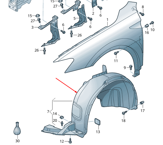 new volkswagen tiguan ad front left inner fender 5na805911aj original