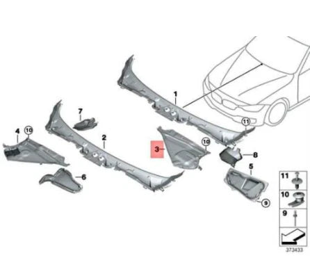 NEW BMW M2 COUPE F87 FRONT WINDSHIELD WIPER COWL PART LEFT RHD 18059699 ORIGINAL