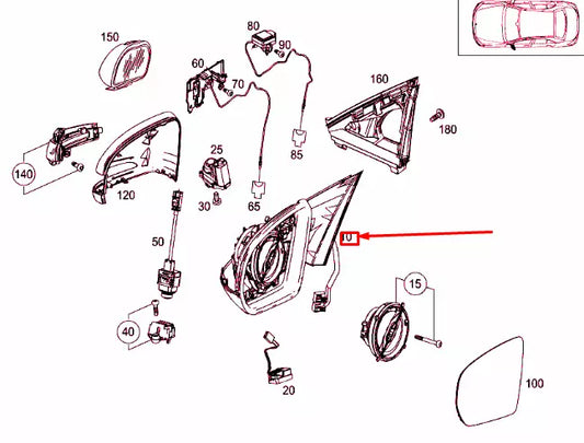 NEW MERCEDES-BENZ C W205 FRONT LEFT DOOR MIRROR FRAME LHD A2058100905