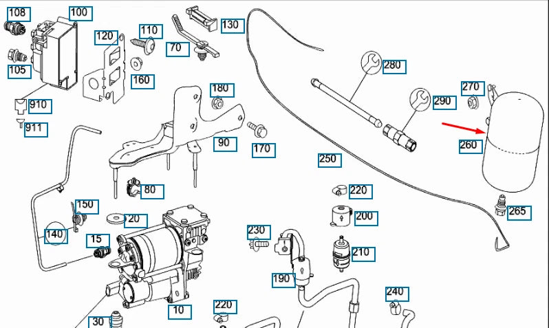 NEW MERCEDES-BENZ S W221 AIR SUSPENSION VACUUM TANK A2213200015 ORIGINAL