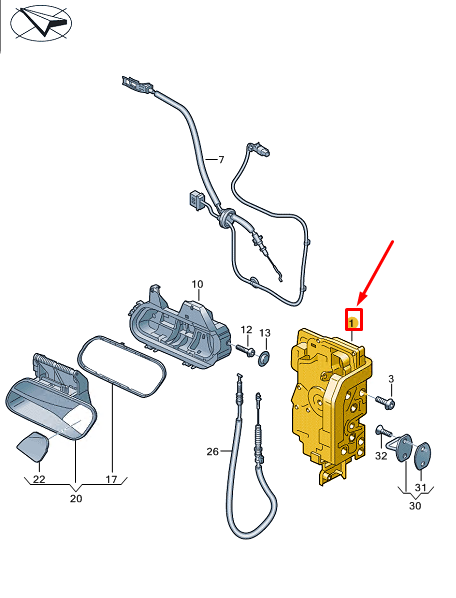 new vw id.4 e21 front right door lock rhd 4k2837016m original