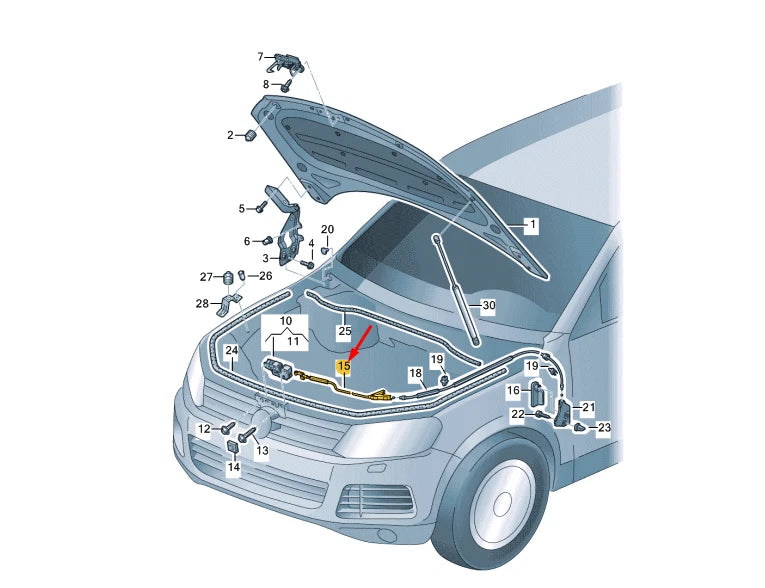 NEW VOLKSWAGEN TOUAREG 7P FRONT LID LOCK CABLE LHD 7P6823531B ORIGINAL