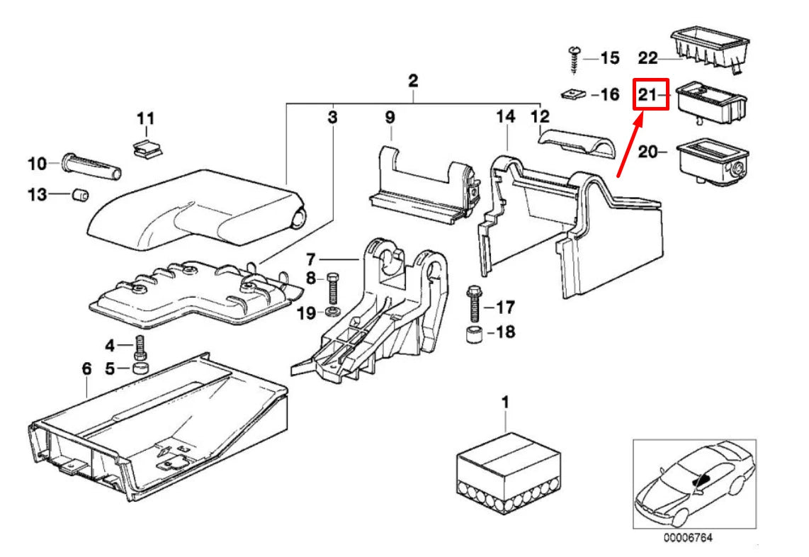 NEW BMW 3 COMPACT E36 REAR CENTER CONSOLE ASHTRAY 8144797 51168144797 ORIGINAL