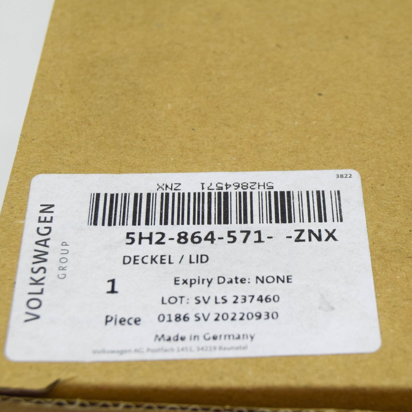 NEW VW GOLF CD MK8 STOWAGE COMPARTMENT COVER RHD 5H2864571ZNX ORIGINAL