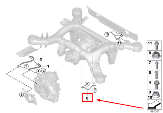 new bmw x3 g01 rear axle differential suppres. band 8678870 12428678870 original