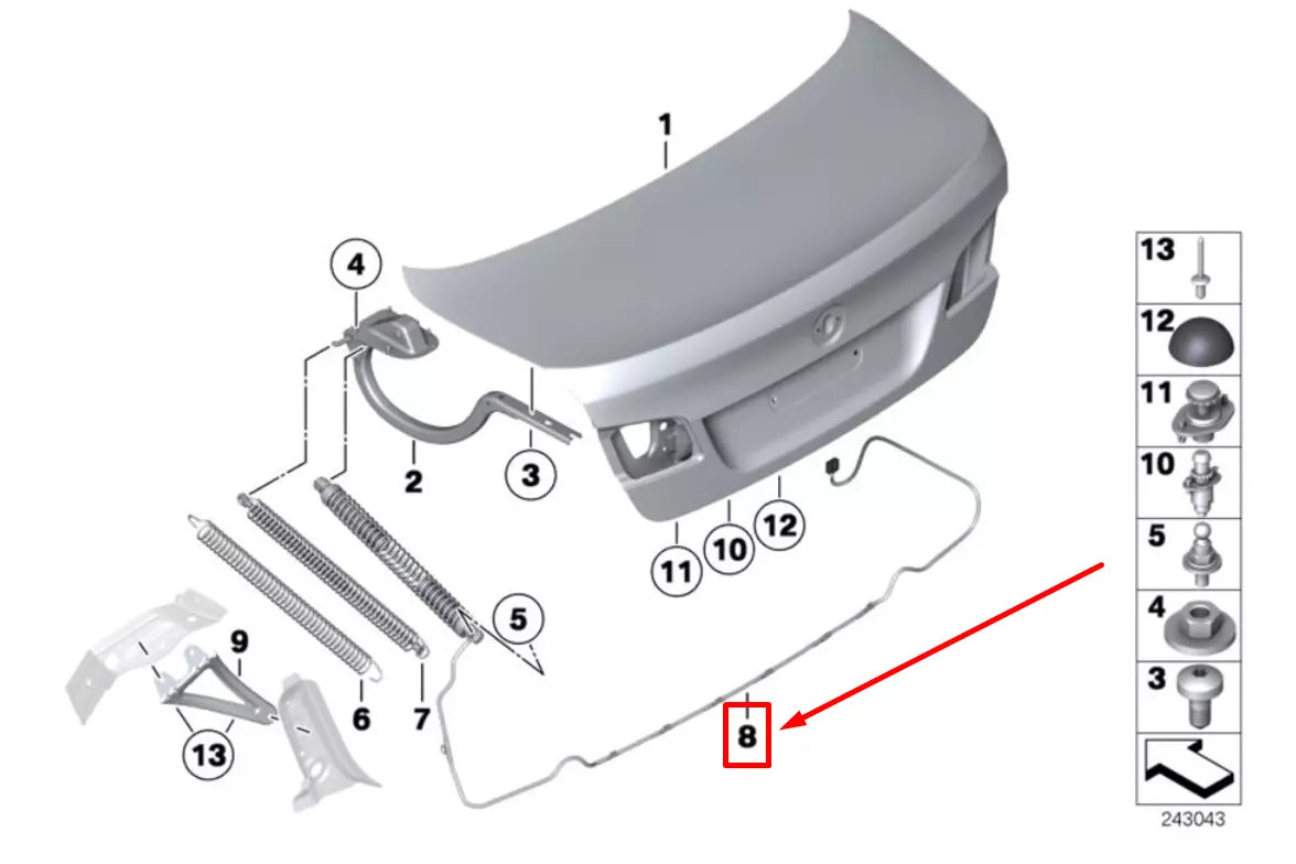 NEW BMW 5 F10 LEFT TRUNK LID SPINDLE DRIVE 7373438 51247373438 ORIGINAL