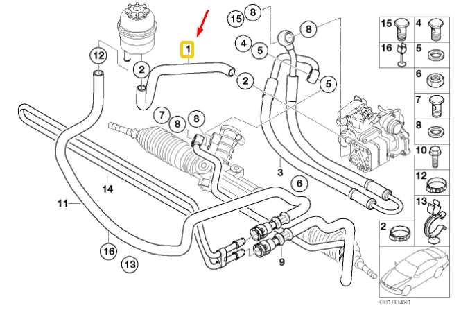 NEW BMW 3 E46 STEERING SUCTION HOSE 6850286 32416850286 ORIGINAL