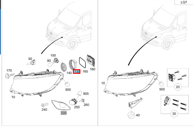 NEW MERCEDES-BENZ SPRINTER W910 FRONT HEADLIGHT COVER CAP A9108260900 ORIGINAL