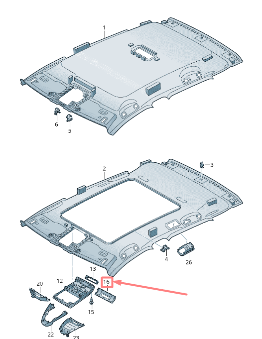 new volkswagen tiguan ad mk2 roof moulded headliner cover 5g0867071ats4 original