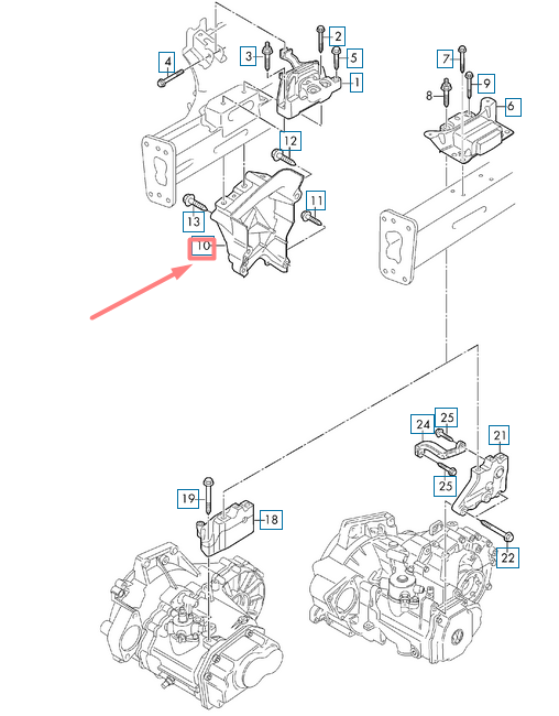 new volkswagen tiguan ad mk2 front engine support 05e199275e original