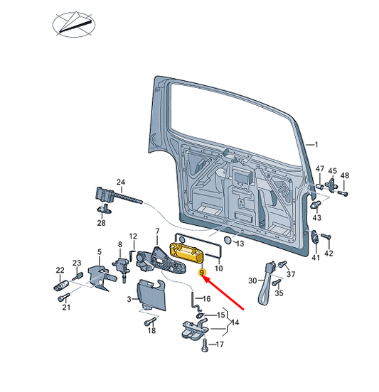 new vw transporter t6 rear lid actuation grip pushbutton 7e0927235a b original