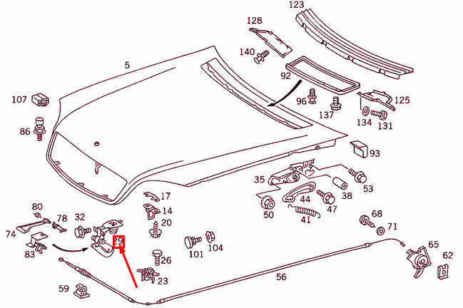 NEW MERCEDES-BENZ S W140 ENGINE HOOD SAFETY HOOK A1408800964 ORIGINAL