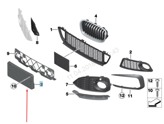 NEW BMW 2 F22 FRONT M SPORT BUMPER LICENSE PLATE BRACKET 51118059571 ORIGINAL