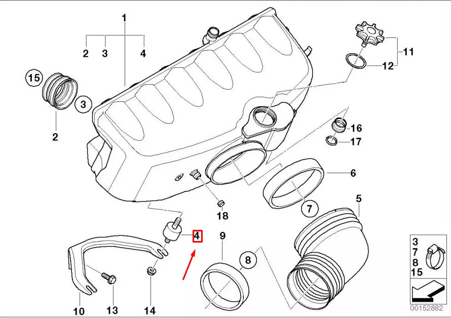NEW BMW Z4 ROADSTER E85 INTAKE RUBBER MOUNTING 7830735 11617830735 ORIGINAL
