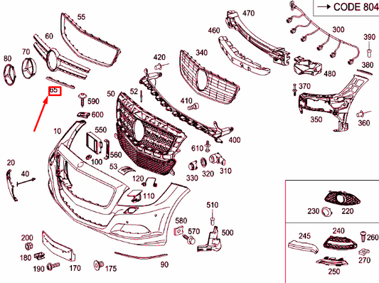 new mb cls c218 radiator grille top left trim strip a2188850321 original