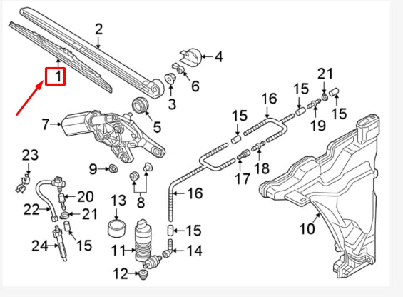 NEW AUDI A4 ALLROAD B9 REAR WINDOW WIPER BLADE 8W9955425 ORIGINAL