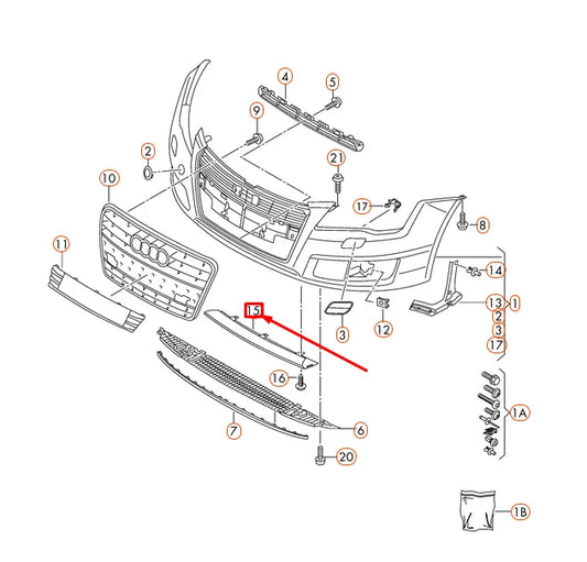 NEW AUDI A7 SPORTBACK 4G8 FRONT BUMPER CENTRE LOWER STRIP 4G88077173Q7 ORIGINAL