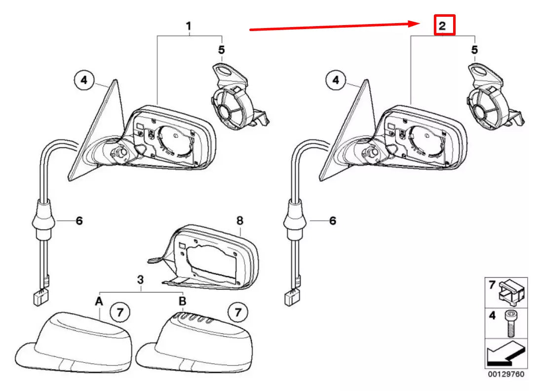 NEW BMW 3 E46 FRONT LEFT DOOR WING MIRROR 7153169 51167153169 ORIGINAL
