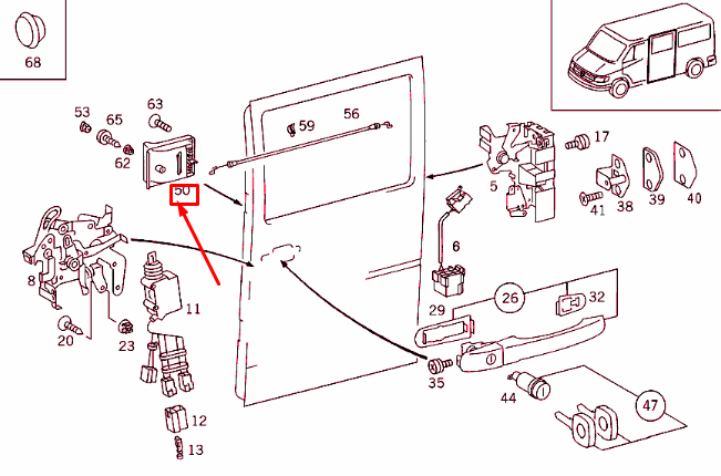 NEW MB SPRINTER 903 SIDE DOOR INTERNAL OPENING HANDLE A9017601361 ORIGINAL