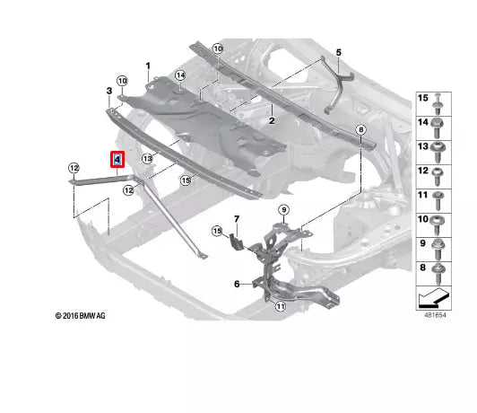 NEW BMW M5 F90 FRONT PANEL V-SUPPORT 51647357211 ORIGINAL