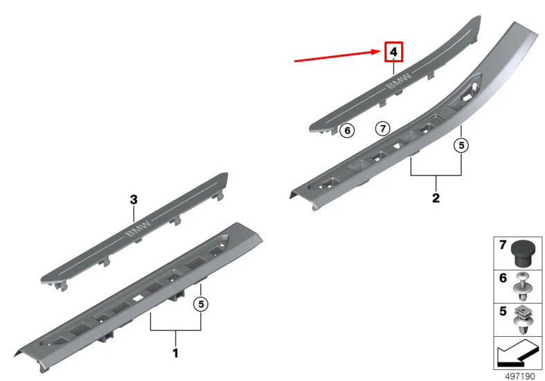 NEW BMW X7 G07 REAR RIGHT DOOR SILL INSERT 51478072244 ORIGINAL