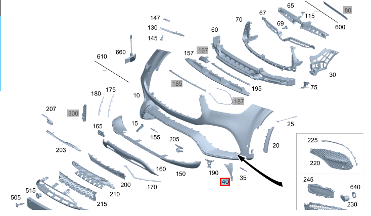 NEW MB GLE W167 AMG FRONT RIGHT BUMPER LOWER BRACKET A1678858606 ORIGINAL