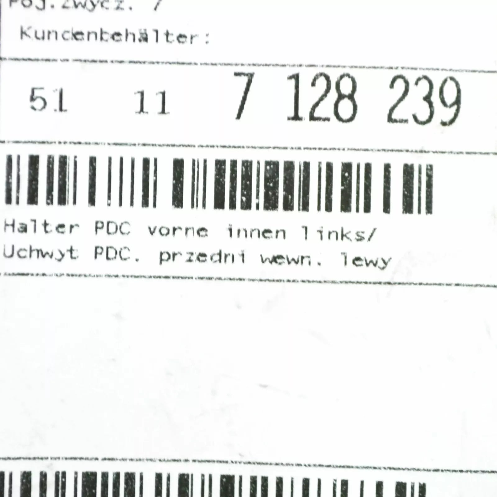NEW BMW 3 COUPE E92 FRONT INTERIOR LEFT PDC SENSOR HOLDER 51117128239 ORIGINAL