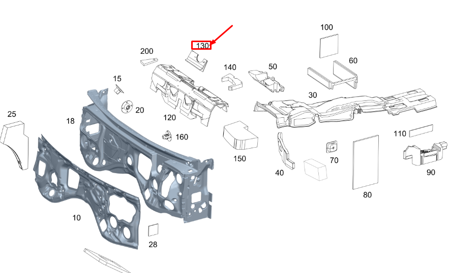 new mercedes-benz gle w167 above instrument panel dampening a1676827501 original