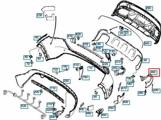 NEW MB GLA X156 REAR BUMPER EXHAUST BRACKET RIGHT A1568850214