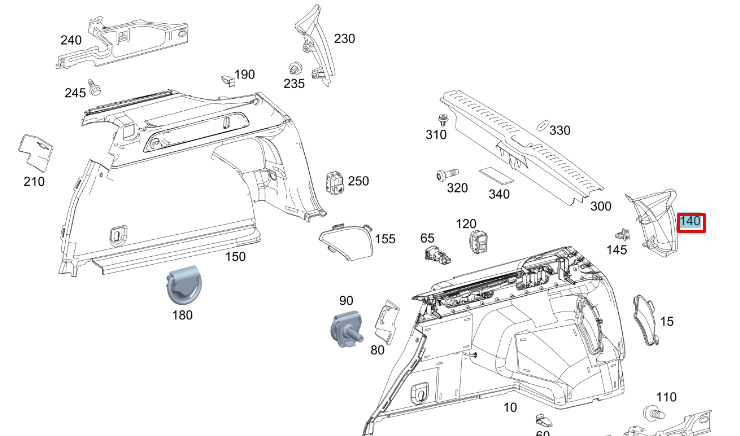 NEW MERCEDES-BENZ GLC COUPE C253 D-PILLAR LEFT COVER TRIM A2536907703 ORIGINAL
