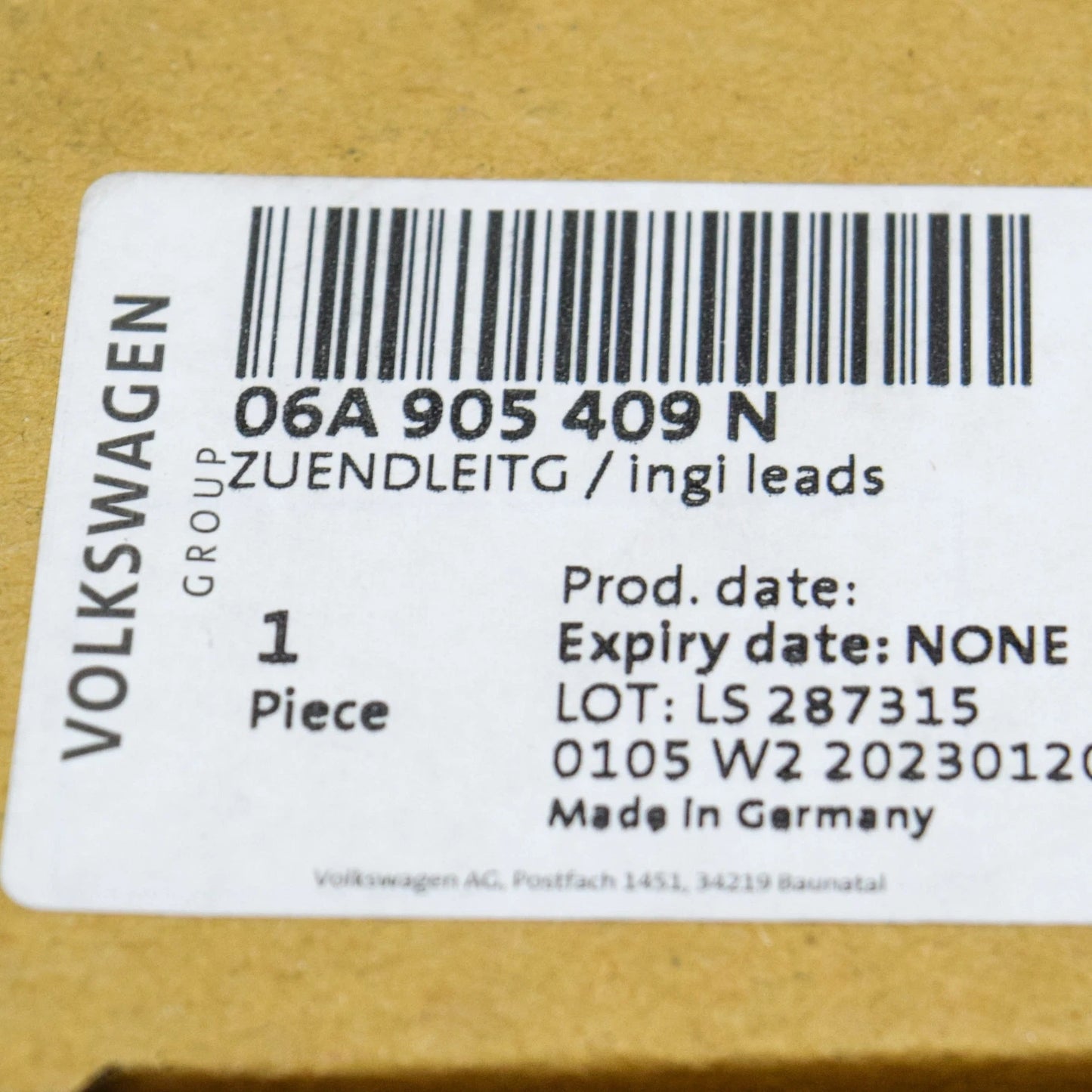 NEW VOLKSWAGEN BEETLE 9C IGNITION LEADS SET CILINDRO 1-4 06A905409N ORIGINAL