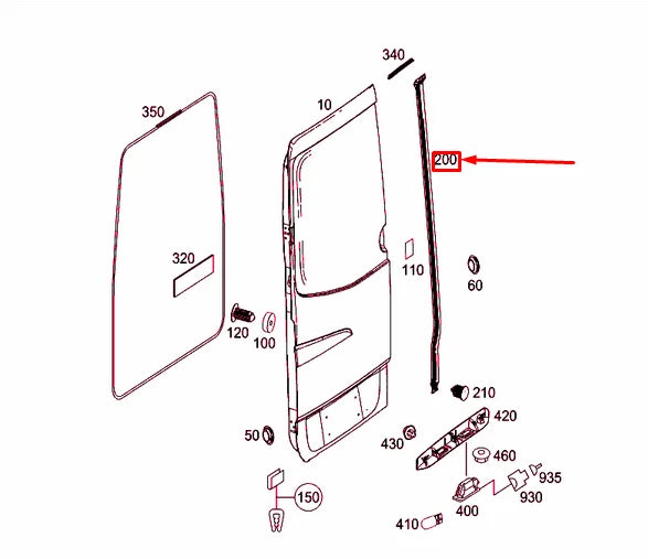 NEW MERCEDES-BENZ SPRINTER 906 REAR LEFT PANEL DOOR SEAL A9067470130 ORIGINAL