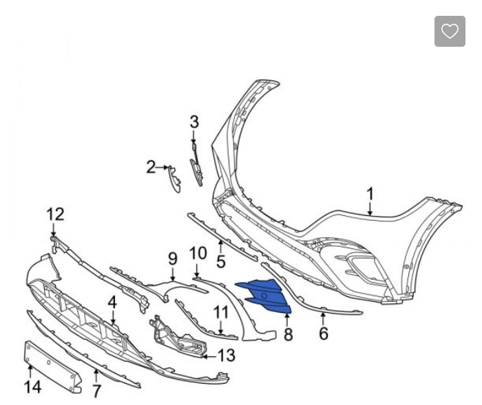 new mercedes-benz eqe x294 front bumper right spacer panel a2948856201 original