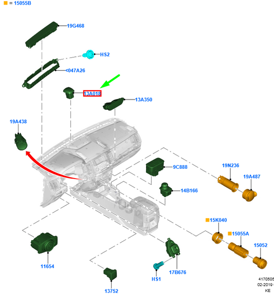 new ford ranger t6 mk1 sun amplifier sensor assy 1907873 eb3t-14a597-aa original