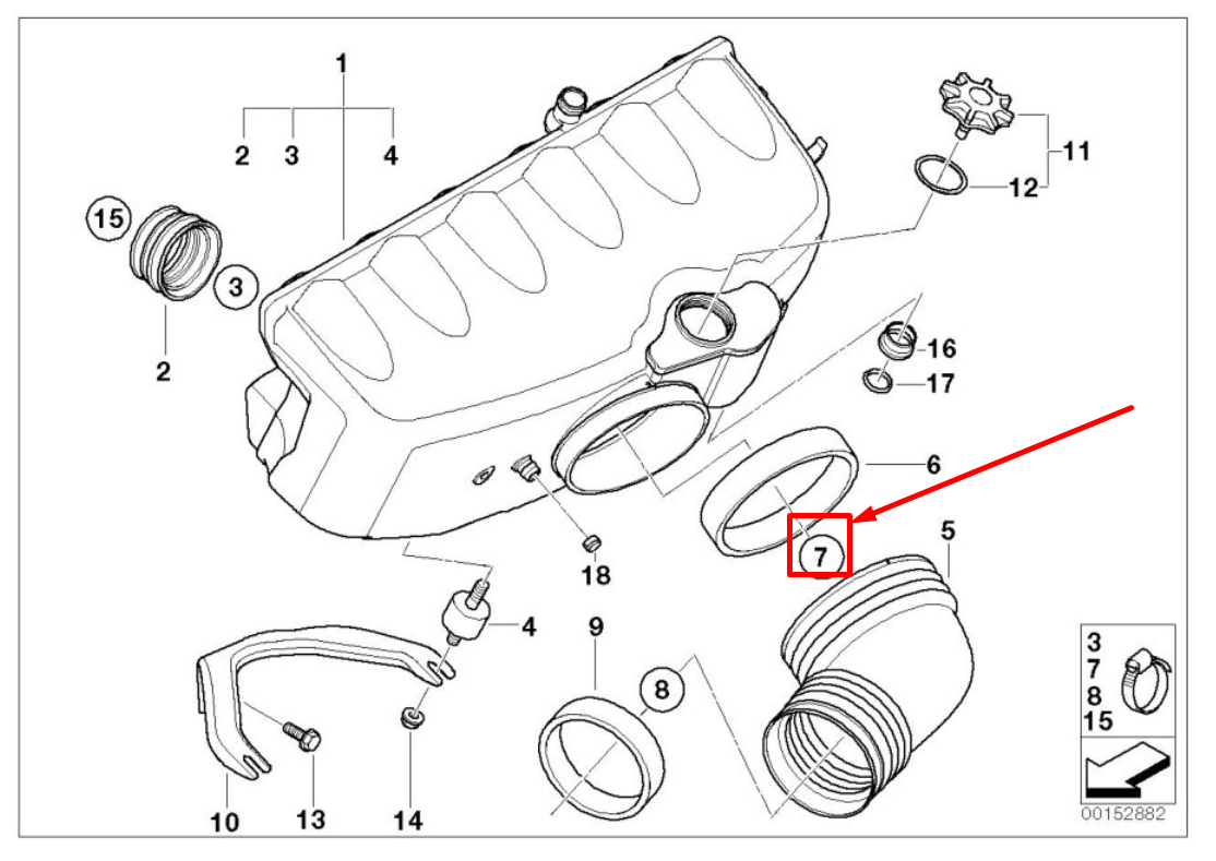 new bmw z4 e86 intake manifold system hose clamp 1407696 11611407696 original