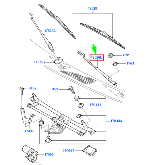 new ford transit mk3 front wiper right blade rhd 4041915 yc15-17526-aa original