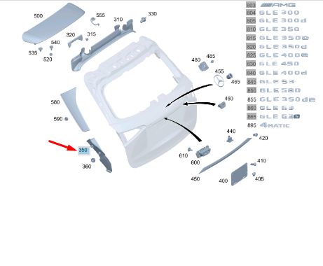 NEW MERCEDES-BENZ GLE W167 REAR LOWER D-PILLAR TRIM BEZEL A1676901501 ORIGINAL