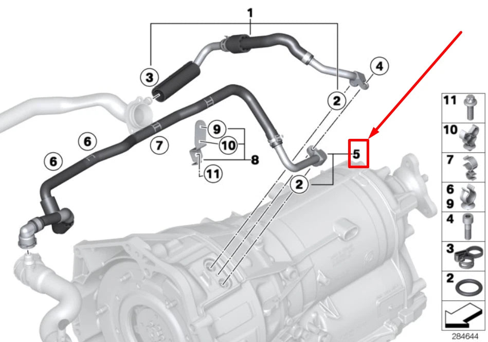 NEW BMW 5 F10 ENGINE COOLANT HOSE 17127639460 7639460 ORIGINAL