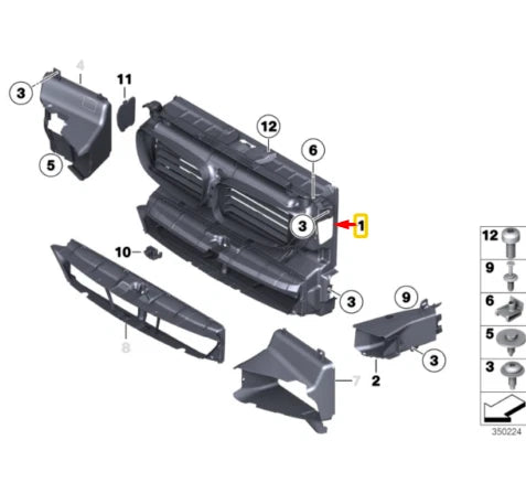 NEW BMW 5 F10 RADIATOR CORE AIR DUCT 51647332892 ORIGINAL