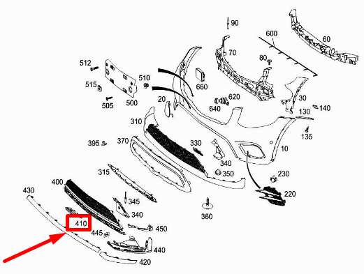 new mercedes-benz glc x253 front right lower grille trim a2538856000 original
