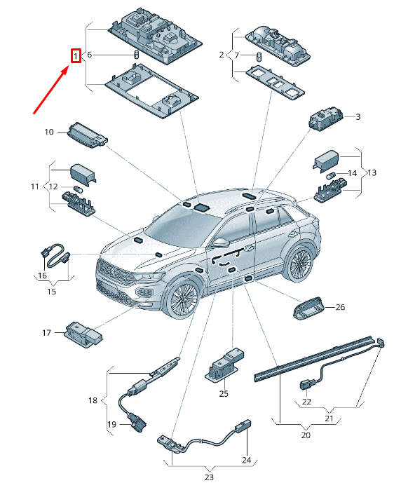 NEW VOLKSWAGEN T-ROC A11 INTERIOR READING LIGHT 2GA947105SDNR ORIGINAL