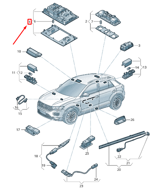 NEW VOLKSWAGEN T-ROC A11 INTERIOR READING LIGHT 2GA947105SDNR ORIGINAL