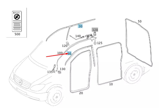 NEW MERCEDES-BENZ VITO W639 SLIDING DOOR LEFT TOP SEAL A6397210480 ORIGINAL