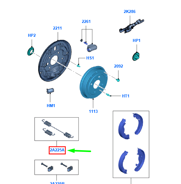 new ford ka mk2 rear drum brake fixing parts kit 1713751 as51-2a225-aa original