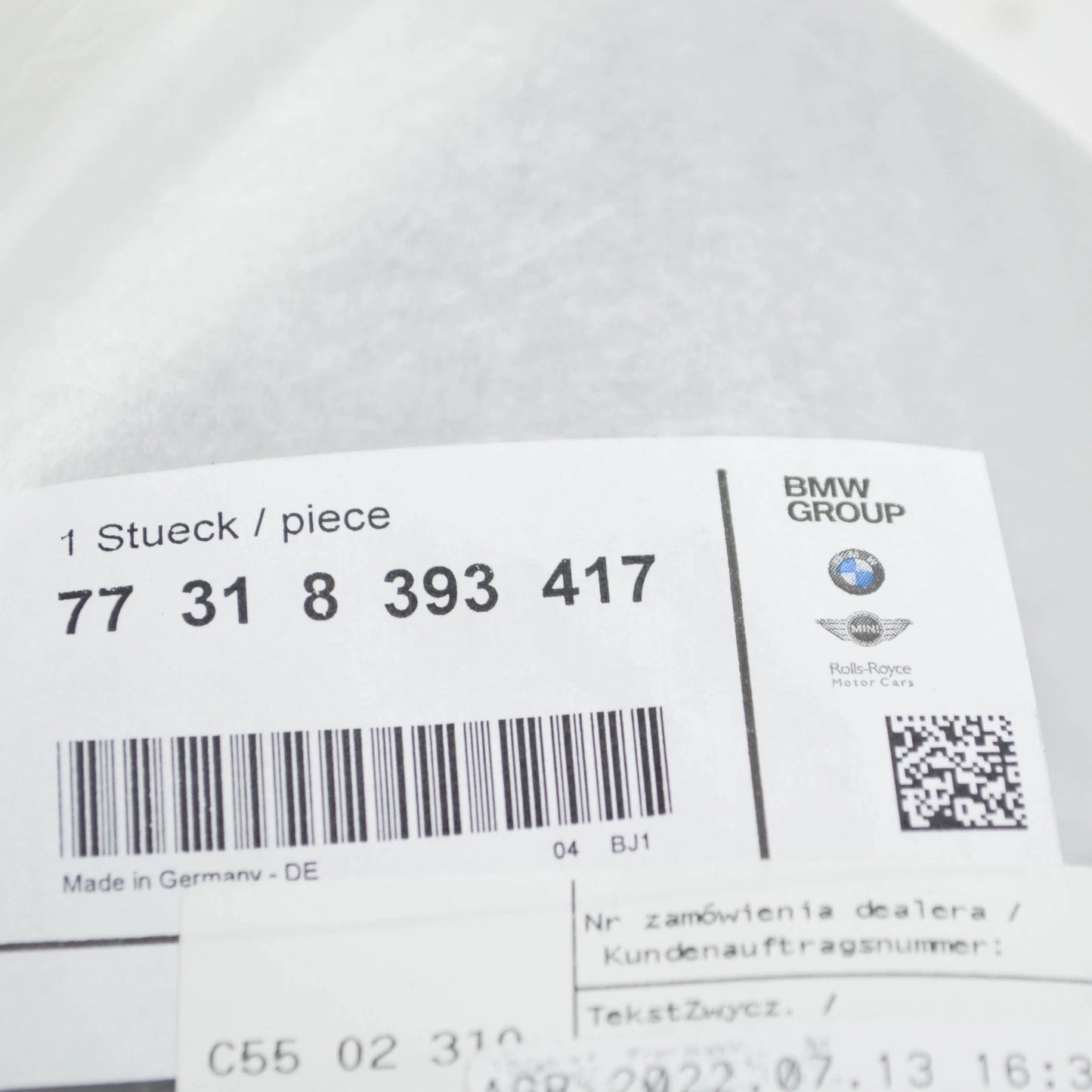 NEW BMW K61 K 1600 BAGGER LEFT COVER FRAME UPPER SECTION 77318393417 ORIGINAL