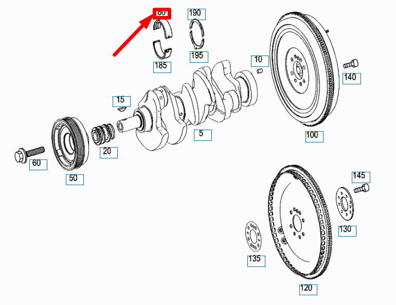 NEW MERCEDES-BENZ C W204 CRANKSHAFT BEARING UPPER HALF A272033520154 ORIGINAL