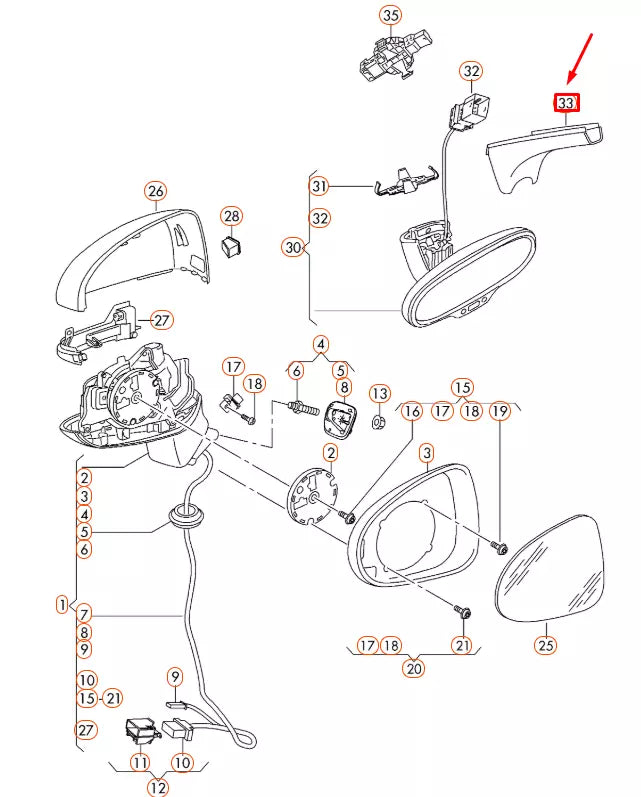 NEW AUDI A3 8V INTERIOR MIRROR TRIM COVER 8T0857593ABEP5