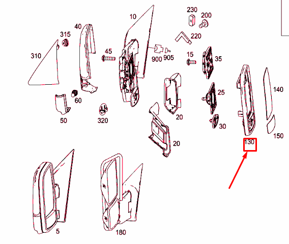 NEW MERCEDES-BENZ SPRINTER 906 FRONT LEFT DOOR MIRROR FRAME A0008130436 ORIGINAL