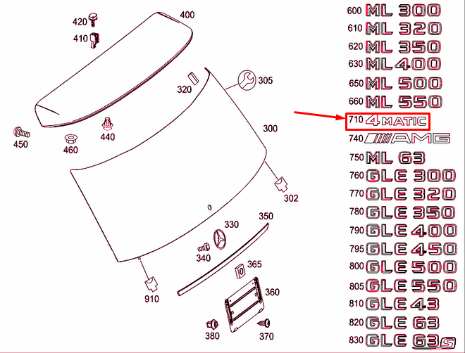 NEW MERCEDES-BENZ ML W166 REAR PANEL DOOR EMBLEM BADGE A2208171015 ORIGINAL