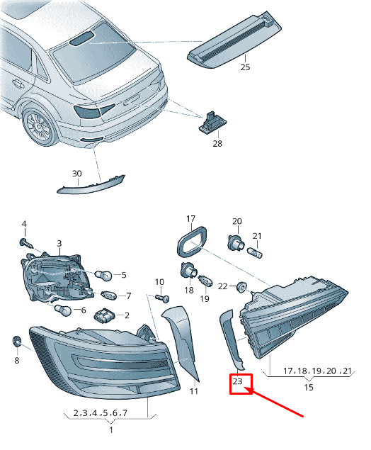 new audi a4 b9 rear right taillight trim 8w5945256a original